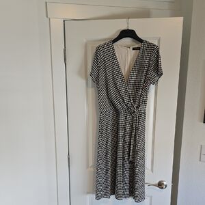 Ralph Lauren Black and White Houndstooth Midi Dress